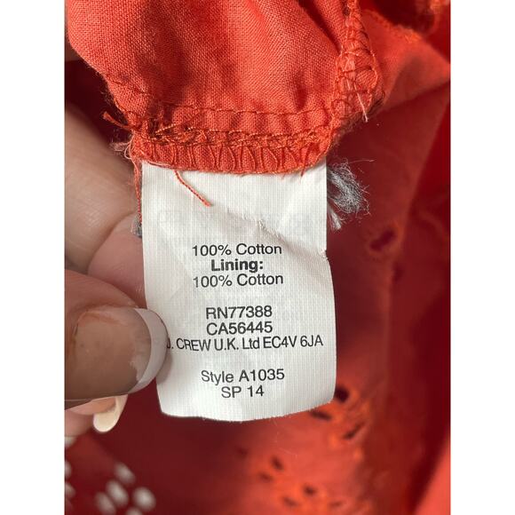 Madewell Eyelet Orange Mini Dress Wildfield Rust cinnamon Sz 2 Cotton A1035 - Picture 5 of 5